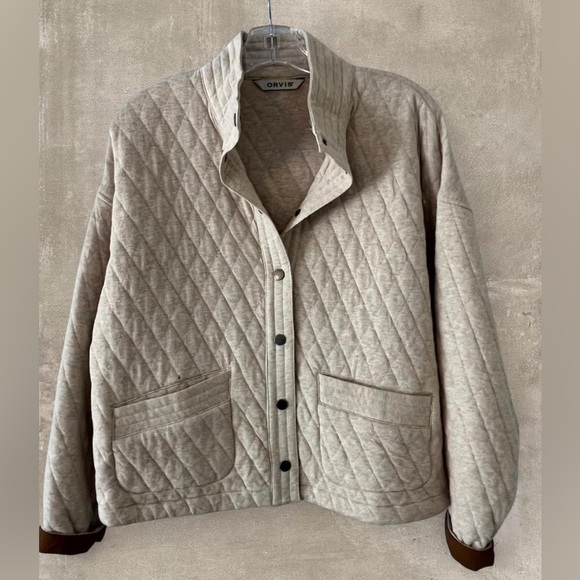 Orvis Jackets & Blazers - Orvis Quilted Jacket Beige Snap Front Lightweight Coat Size Small